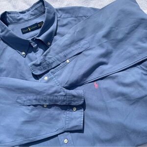 Ralph Lauren Men's 3XLT Blue Full Button Front Long Sleeved Shirt